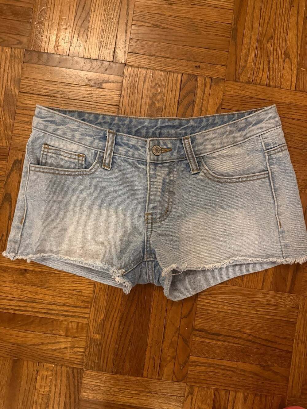 J. Galt Light Wash Raw Hem Denim Shorts